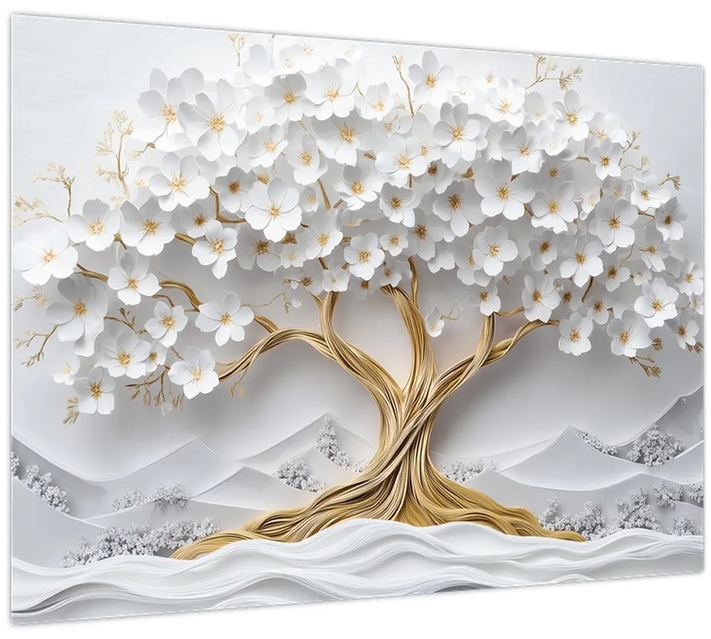 Tablou – Arborele vieții 3D plin de flori (70x50 cm)