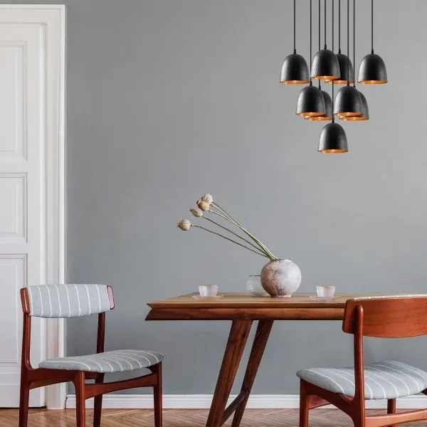 Lustră pe cablu TATTOO 9xE27/40W/230V neagră