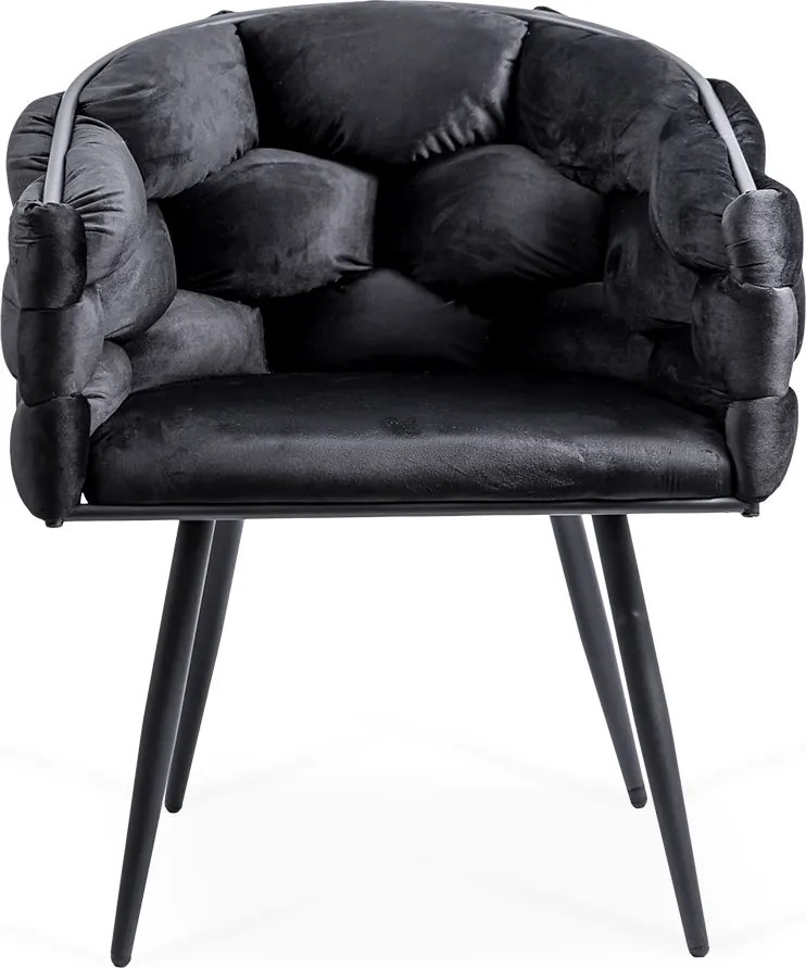 Scaune living moderne din catifea cu picioare metalice BUC 256 negru