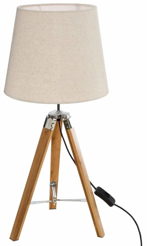 Lampa de masa cu trepied, lemn, 58 cm