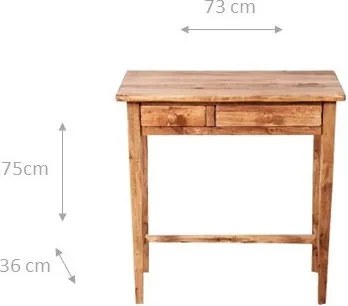 Masa consola, L73 36 H75 cm, natur antichizat, lemn masiv