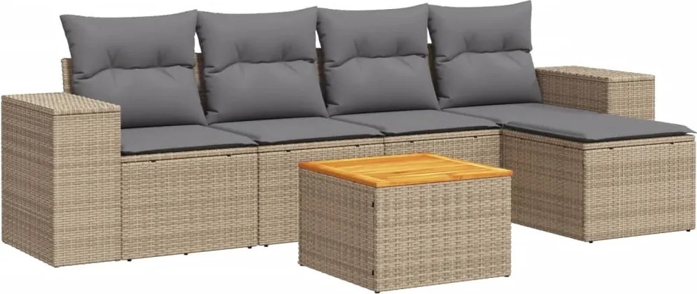 vidaXL Set canapele de grădină cu perne, 6 piese, bej, poliratan