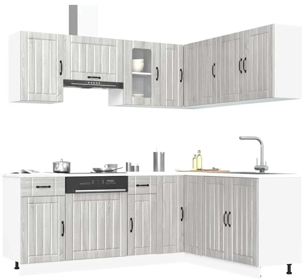 vidaXL Set de dulapuri de bucătărie 11 piese „Lucca” lemn Sonoma gri