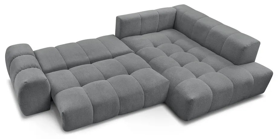 Colțar gri închis extensibil/cu spațiu de depozitare cu tapițerie din chenille (cu colț pe partea dreaptă/în formă de ”L”) Everest – Bobochic Paris