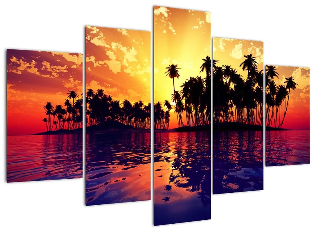Tablou insulă în apus de soare (150x105 cm)