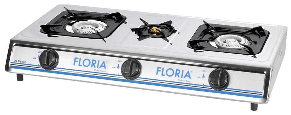 Aragaz cu 3 ochiuri inox, Floria ZLN-8472