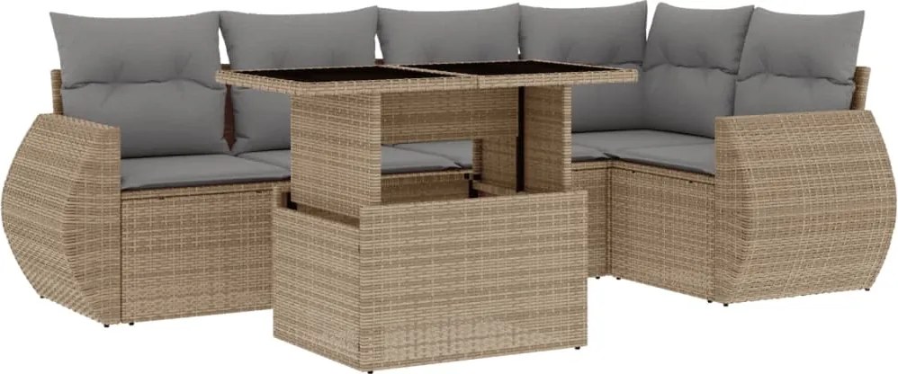 vidaXL Set canapele de grădină cu perne, 6 piese, bej, poliratan