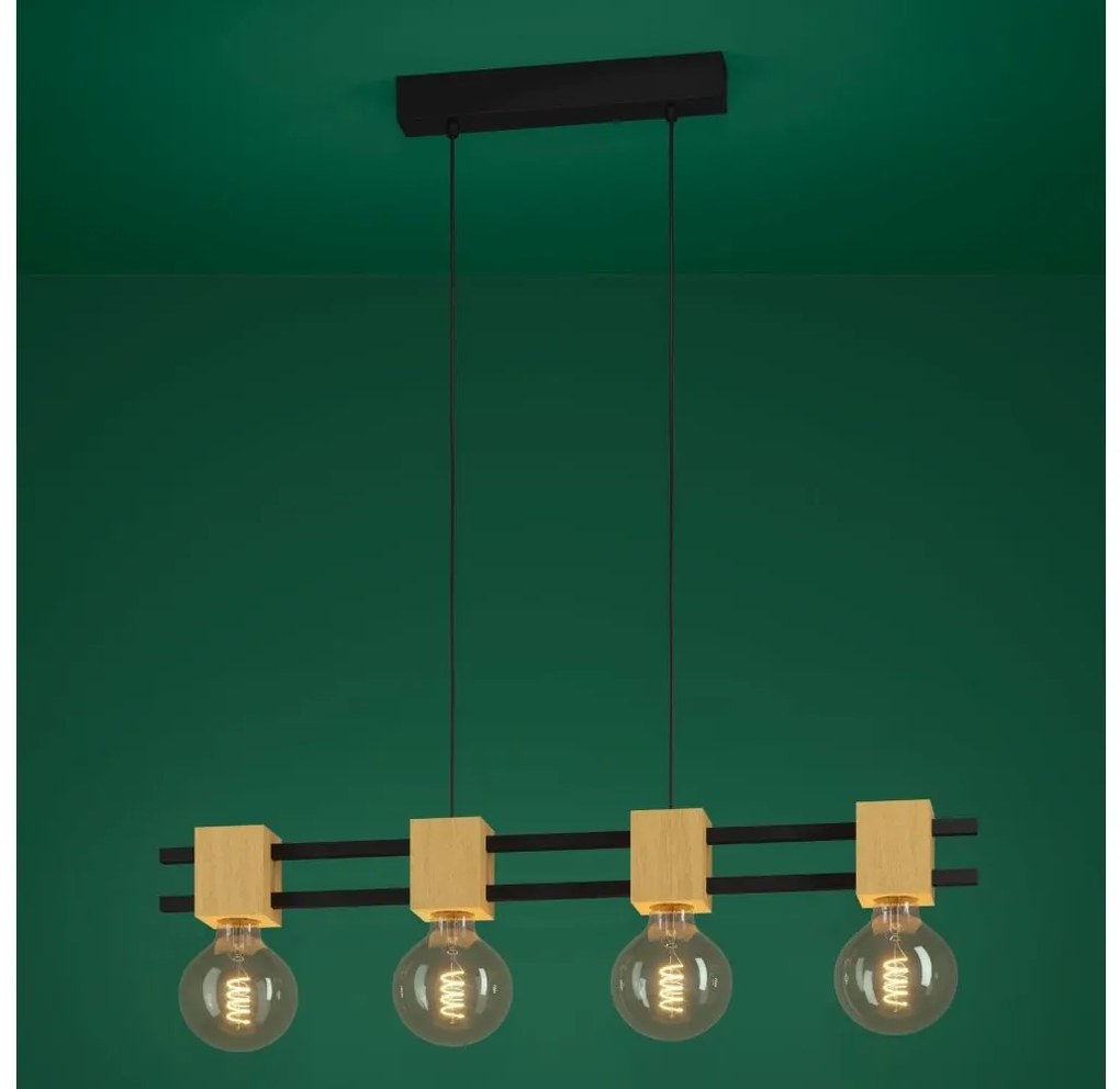Lustră pe cablu Eglo 390191 LEVANTARA 4xE27/40W/230V negru/maro