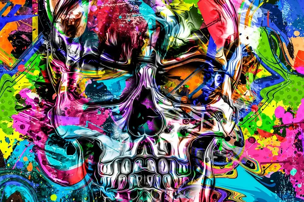 Tablou craniu de artă colorat