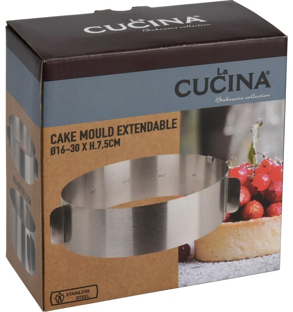 Formă extensibilă pentru tort La Cucina,diametru 16-30 cm