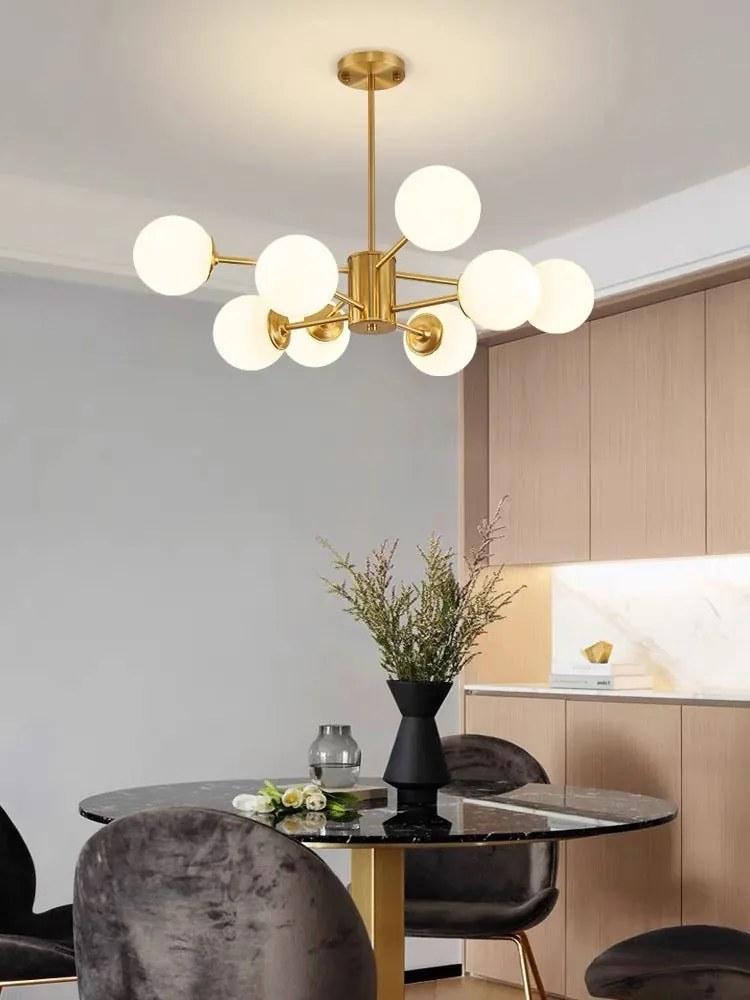 Lustra led Lor Abajur sticla 8 X E27, Gold