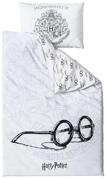 Lenjerie de pat luminoasa HARRY POTTER VISION alba Dimensiune lenjerie de pat: 70 x 90 cm | 140 x 200 cm