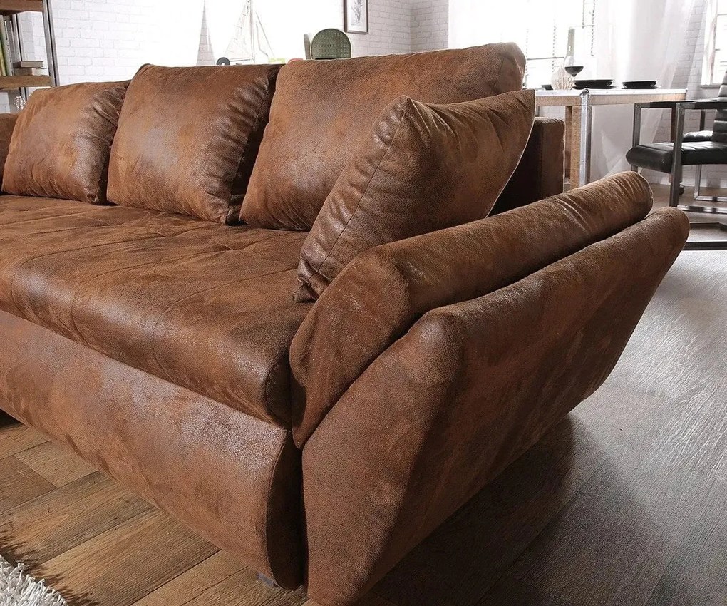 Colțar extensibil dumonde cu ladă de depozitare si sezut confortabil din spuma high-density, Loana Madagaskar Brown II 270x185 cm