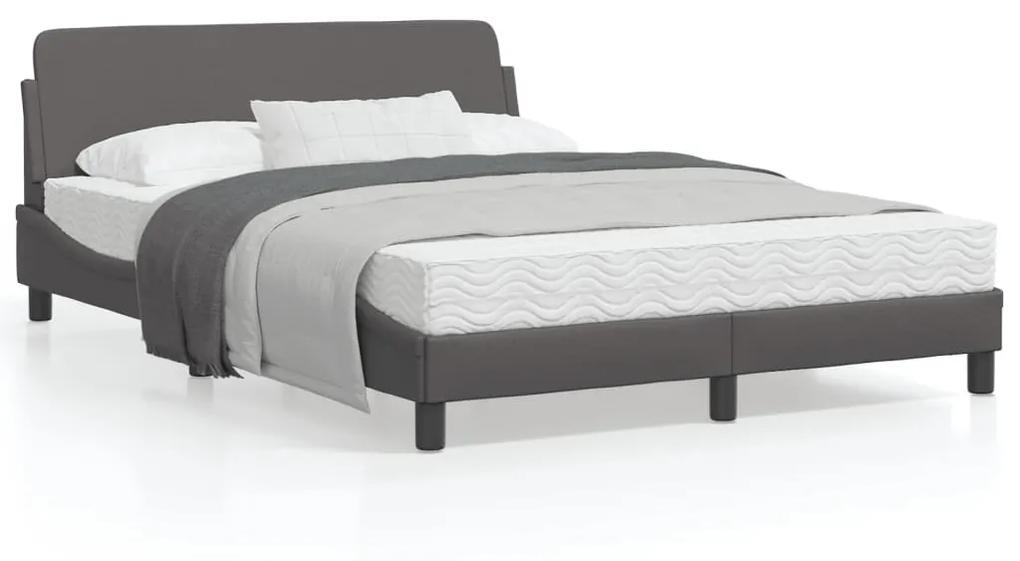 373201 vidaXL Cadru de pat cu tăblie, gri, 140x200 cm, piele ecologică