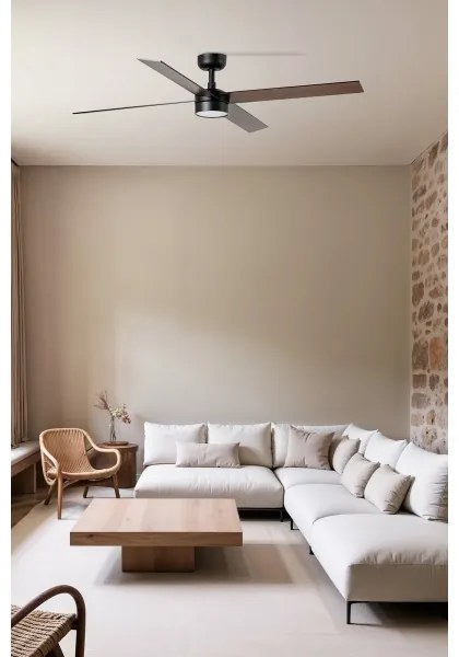 Ventilator LED dimabil FARO 34356WT-1TW RUDDER L 18W/230V maro/negru d. 132 cm WT + telecomandă