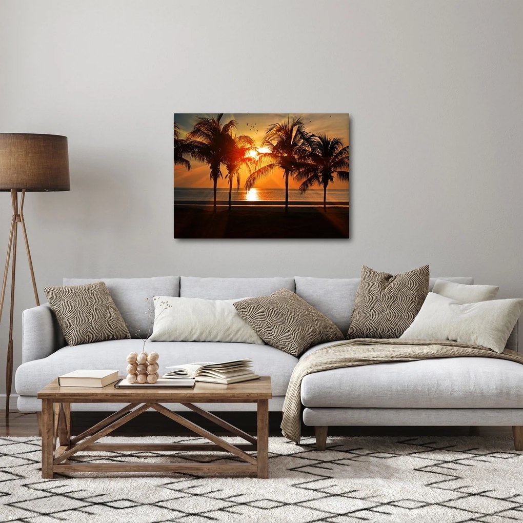 Tablou cu palmier în apus de soare (70x50 cm)