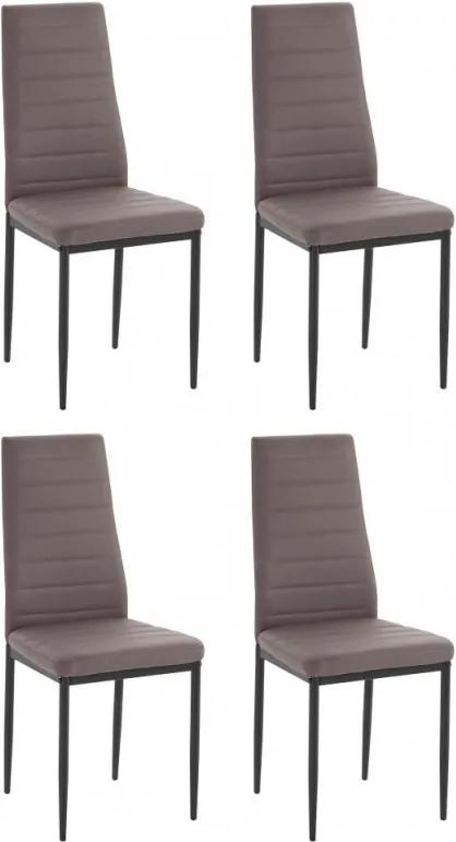 Set de 4 scaune Sandy, piele sintetica/metal, cappucino/negru, 42 x 53 x 96 cm