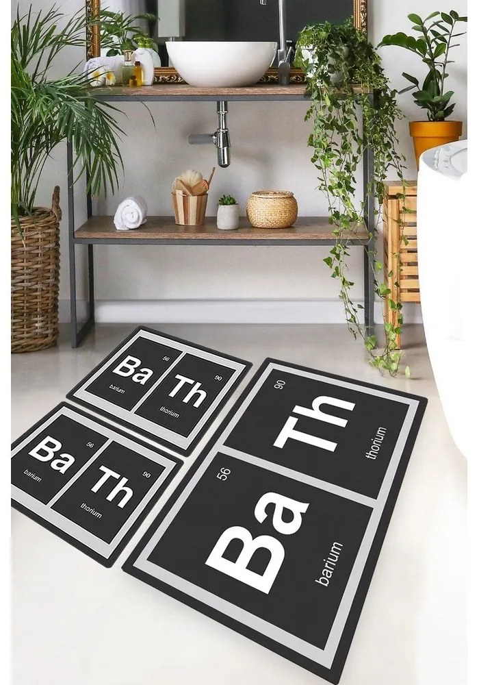 Covorașe de baie negre 3 buc. 60x100 cm Barium – Foutastic