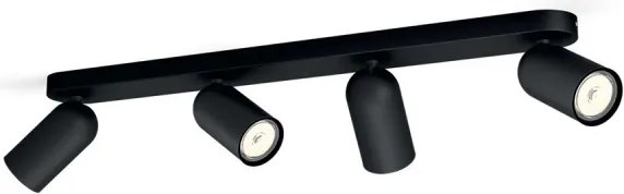 Philips - Spot LED RGBW dimerizabil, 4x GU10, 4,8W, 230V, 3000K, negru + telecomandă