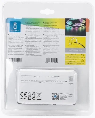 Bandă LED RGB dimabilă de exterior Aigostar 3m LED/24W/12/230V IP65 + telecomandă