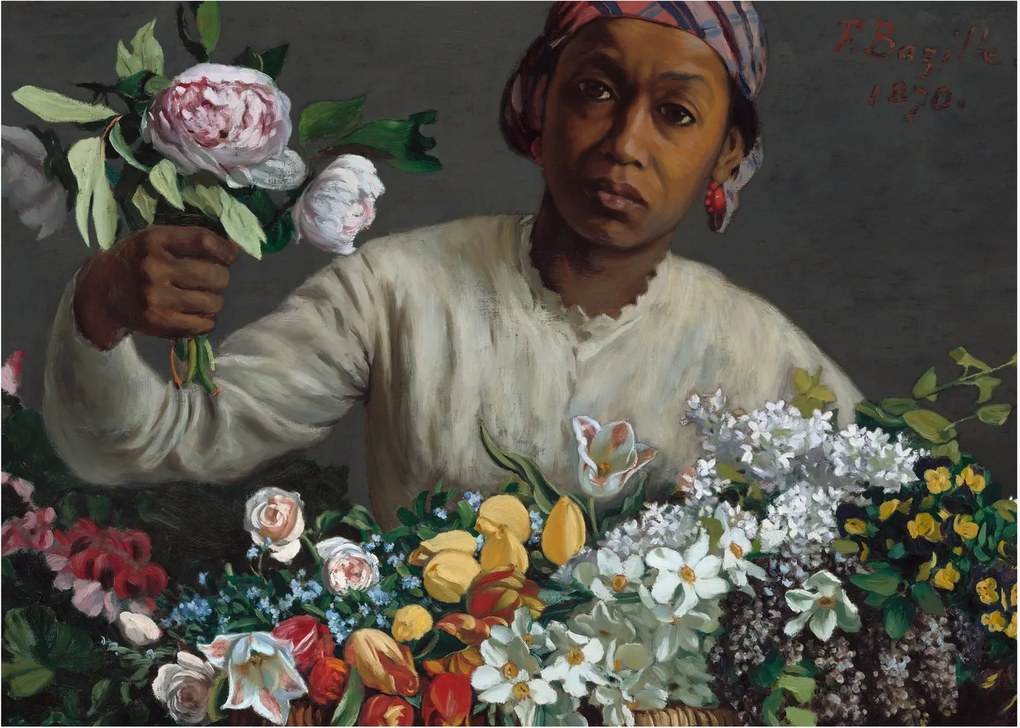 Tablou - Frédéric Bazille, Young Woman with Peonies, reproducere (70x50 cm)