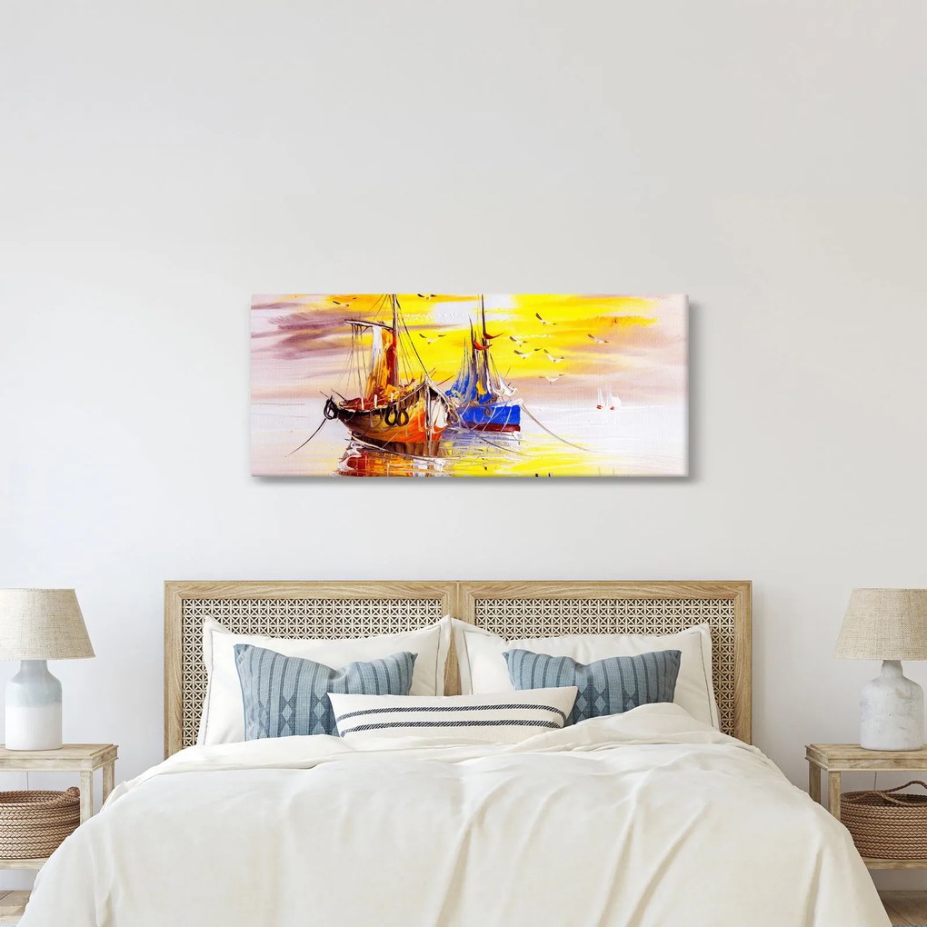 Tablou - Pictură barcă (120x50 cm)