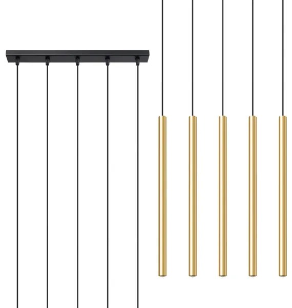 Lustră pe cablu Sollux SL.1198 PASTELO 5xG9/8W/230V auriu