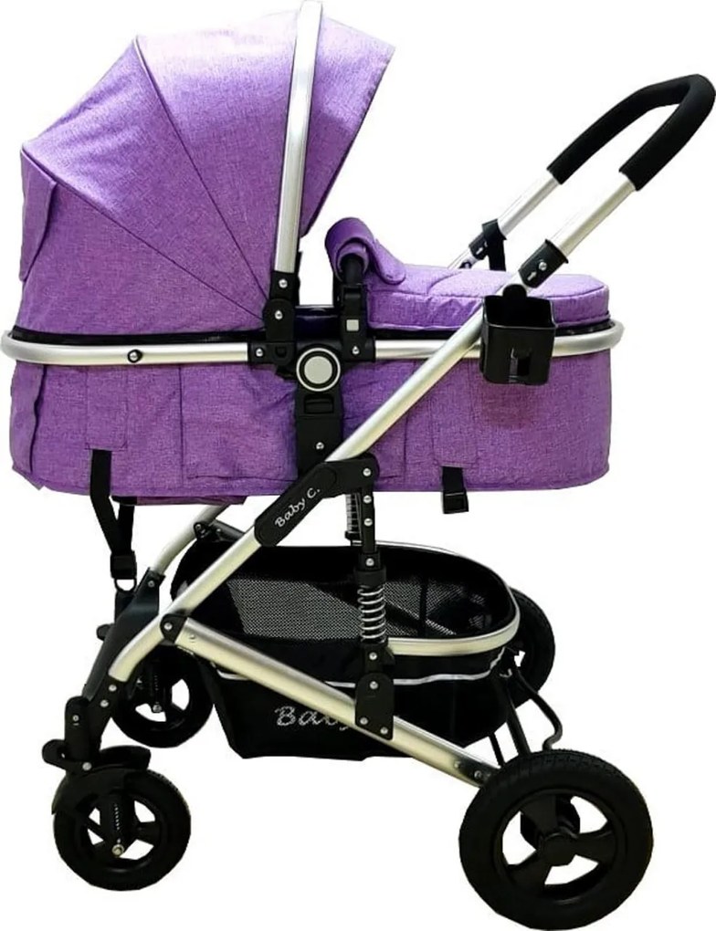 Carucior nou nascuti 3 in 1 Baby Care™ PRO 531 , Cadru Aluminiu, Amortizoare, Roti din cauciuc plin AVE, Landou, Scoica auto, Spatar reglabil 3