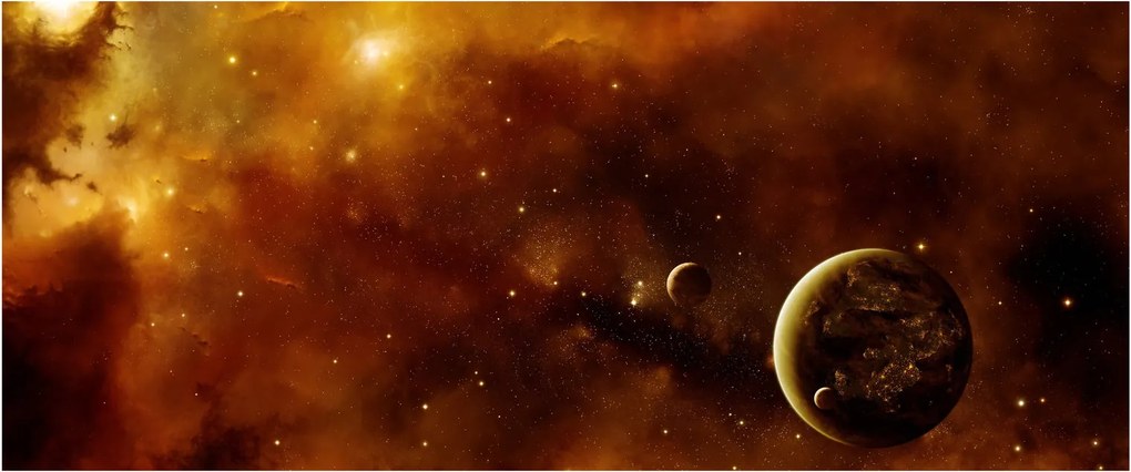Tablou - Planete cu nebuloasă (120x50 cm)