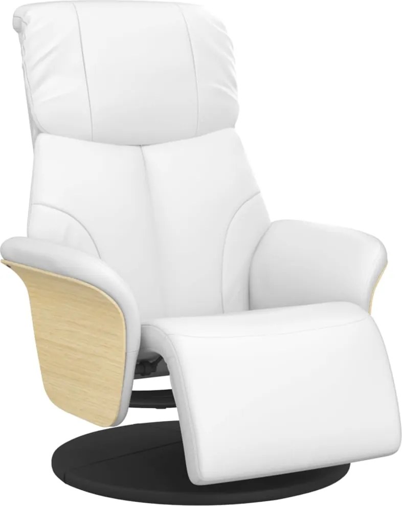 vidaXL Fotoliu rabatabil cu suport de picioare, alb, piele ecologică
