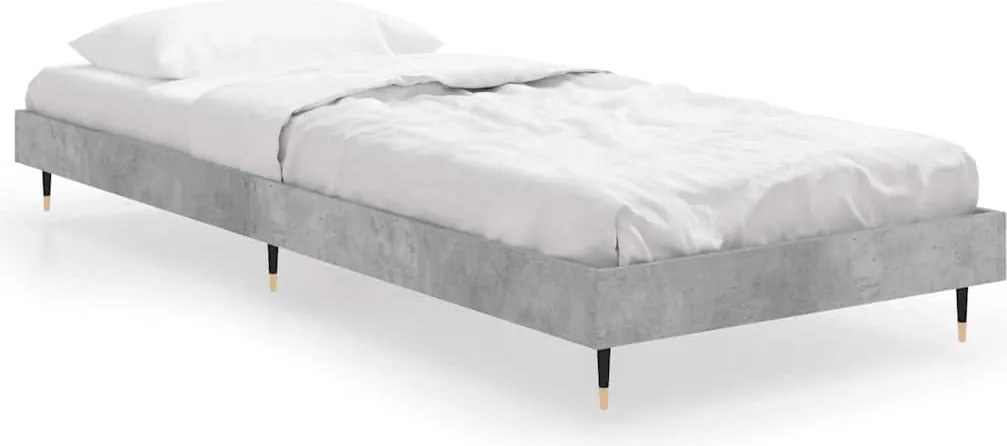 vidaXL Cadru de pat, gri beton, 75x190 cm, lemn prelucrat