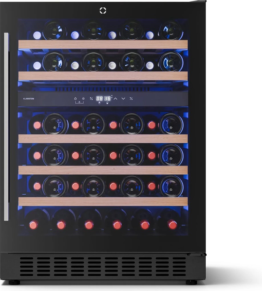 Klarstein Illuminosa frigider de vin sub-blat | Cu două zone | 129 litri | 46 sticle | 60 cm