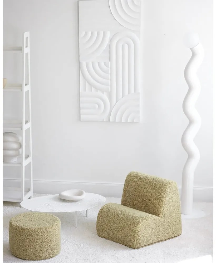 Fotoliu de copii verde cu tapițerie din țesătură bouclé Cloud – Wigiwama