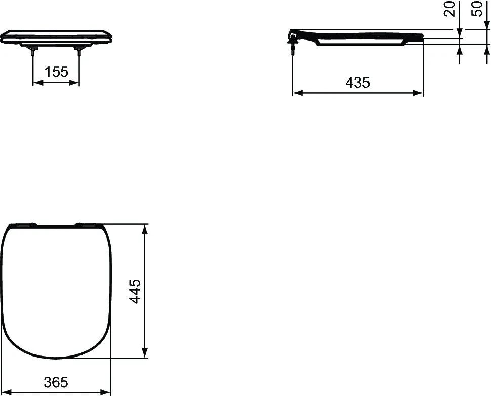 Capac WC Ideal Standard Tesi Silk subtire, cu inchidere lenta, alb mat - T3527V1