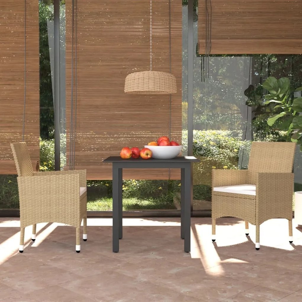 Set mobilier de gradina cu perne, 19 piese, bej, poliratan