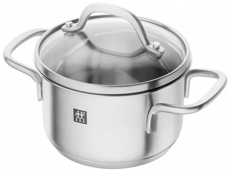 Oala Zwilling Pico 66652120, 0,8 L, 12 cm, Capac sticla, Otel inoxidabil 18/10, Cuptor si inductie, Argintiu