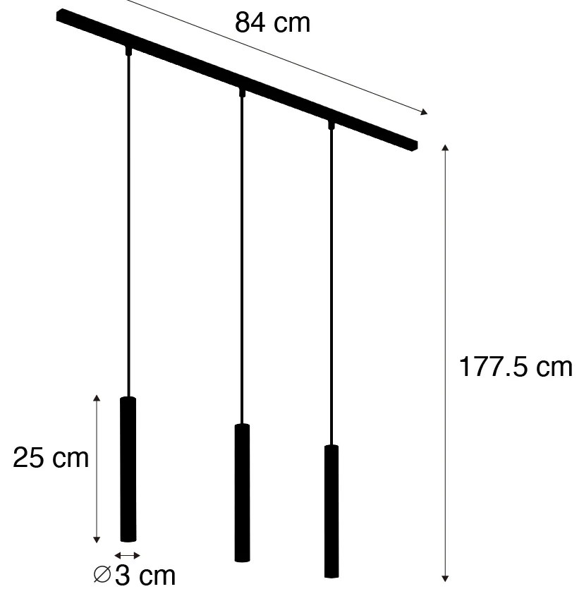 Sistem de iluminat modern pe șină cu 3 pendule bronz monofazat - Slimline Keno