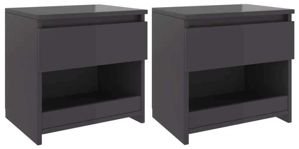 803460 vidaXL Noptiere, 2 buc., gri extralucios, 40x30x39 cm, PAL