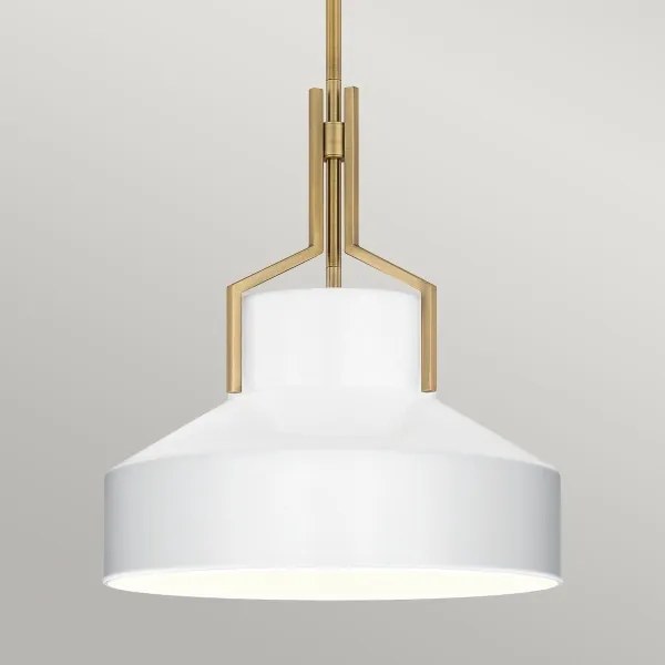 Quoizel QZ-BRECKEN-2P-AB-OPAL - Lustru pe tijă BRECKEN, 2xE27/60W/230V, auriu/alb