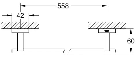 GROHE ESSENTIALS CUBE - Suport pentru prosoape 600 mm, grafit (40509AL1)