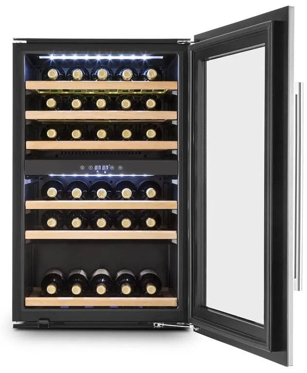 KLARSTEIN VINSIDER 35D, frigider integrat de vin, 128 de litri, 41 de sticle de vin, 2 zone