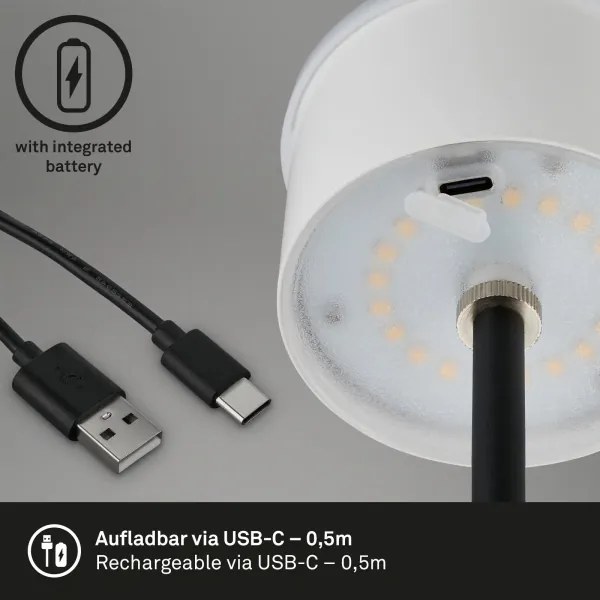 Brilo - Lampă de birou LED reîncărcabilă, cu control tactil KIKI LED/2,6W/5V IP44 2600 mAh argintie