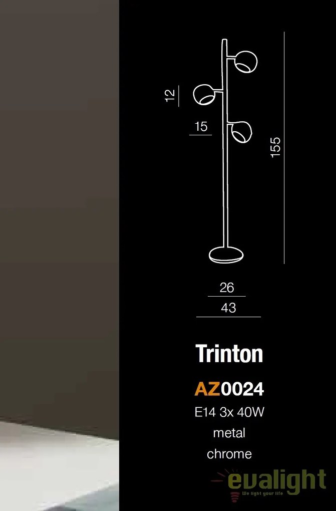 Lampadar modern design metalic cromat Trinton