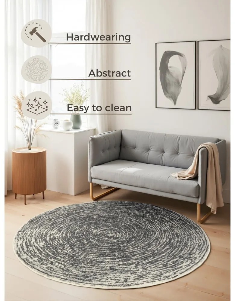 Covor gri-crem rotund ø 160 cm Gloria Cavallo – Hanse Home