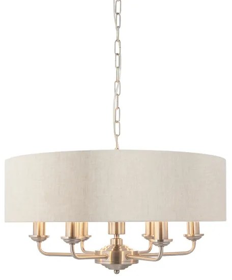 Endon 94357 - Candelabru suspendat pe lanț HIGHCLERE 6xE14/40W/230V bej/crom mat