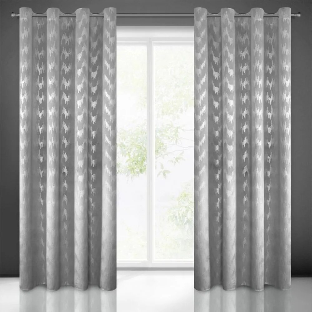 Draperii argintii elegante cu inele de agățat 140 x 250 cm