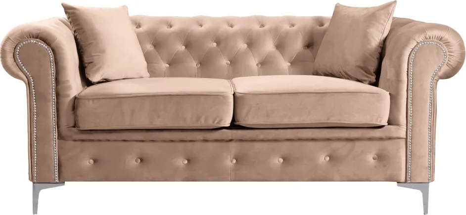 Canapea extensibilă de lux 2 locuri, stofă maro deschis Velvet, ROMANO