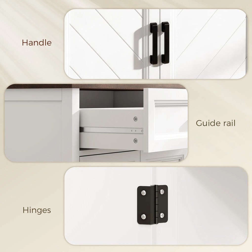 HOMCOM Bufet pentru living, mobilier de depozitare cu 2 uși, sertar și raft reglabil, 76 x 35 x 80 cm, alb | Aosom Romania