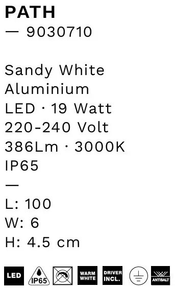 Aplica LED iluminat ambiental perete exterior IP65 PATH alb, 100cm
