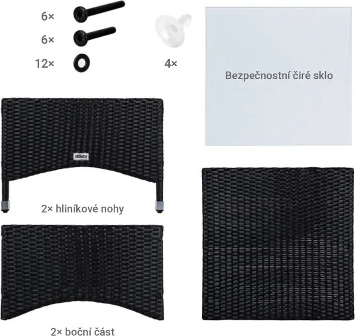 STILISTA Masă pliabilă 58 x 58 cm, polyrattan, crem